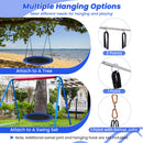 40 Inches Saucer Tree Swing Round with Lights for Kids and Adults-Navy