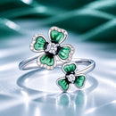 925 Sterling Silver Enamel Pavé CZ Ring for Women