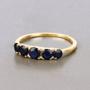 1.05 Carat Genuine Blue Sapphire and White Diamond 14K Yellow Gold Ring