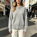 Casual Versatile Solid-color Zip-up Knit Cardigan Jacket