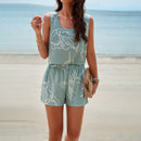 European and American women's spring and summer temperament casual printed vest set