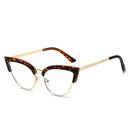 Stylish Large Frame Metal Lower Half Metal Plain Glasses