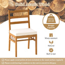 Outdoor Wooden Dining Chair Set of 4 with Padded Seat Cushions-White