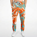 Orange Turquoise and White Oil Spill Unisex Cargo Joggers (Fleece Lined)