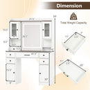 41.5 Inch Makeup Dressing Table with Power Outlets and 3 Color Lighting Modes-White+