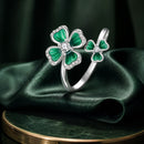 925 Sterling Silver Enamel Pavé CZ Ring for Women