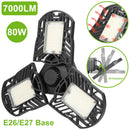 LED Garage Light, iMounTEK E26/E27 80W 7000LM 6500K Garage Ceiling Light Deformable Workshop Lamp Die Cast Aluminum LED Ceiling Light Bulbs with 3 Adj