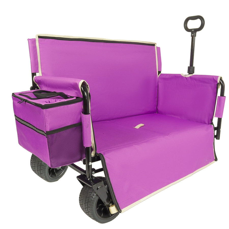 Folding Wagon Cart with Bench Seat – 500lb Capacity, 180L