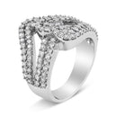 14K White Gold 1 1/2 Cttw Diamond Open Double Heart Bypass Ring Band (H-I Color, VS1-VS2 Clarity) - Ring Size 7