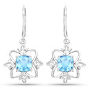 5.30 Carat Genuine Swiss Blue Topaz .925 Sterling Silver Earrings