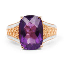 14K Rose Gold Plated 7.57 Carat Genuine Amethyst .925 Sterling Silver Ring