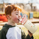 13.5Oz Insulated Stainless Steel Water Bottle Leak-proof Bottle for Kids with Straw Push Button Lock Switch Sports Water Bottle for Toddlers Boys Girl