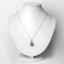 3.90 Carat Genuine Pink Tourmaline and White Diamond 14K White Gold Pendant