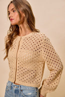 SO ME Open Knitted Button Down Cardigan Sweater Top