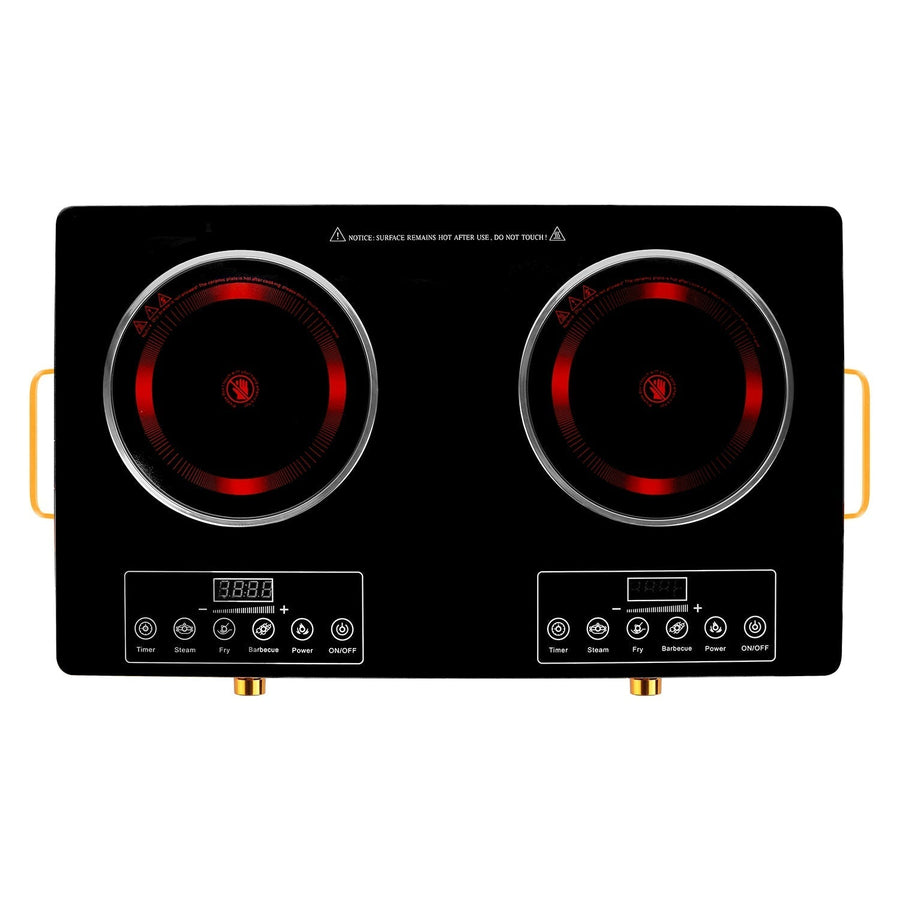 7000W Double Ceramic Electric Cooktop with 11 Power Levels & Timer