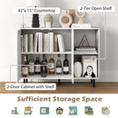 42 Inch Sideboard Buffet Cabinet Kitchen with Adjustable Shelves-White