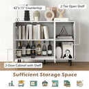 42 Inch Sideboard Buffet Cabinet Kitchen with Adjustable Shelves-White