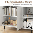 42 Inch Sideboard Buffet Cabinet Kitchen with Adjustable Shelves-White