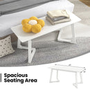 42 Inch Modern Entryway Bench Long Dining Bench with Rubber Wood Legs-White