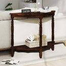 42 Inch Half Moon Console Table with Shelf and Rubber Wood Legs-Espresso