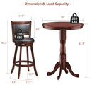 42 Inch Wooden Round Pub Pedestal Side Table with Chessboard