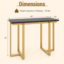 42 Inches Modern Faux Marble Entryway Table with Geometric Metal Frame
