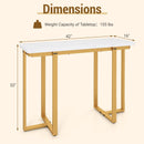 42 Inches Modern Faux Marble Entryway Table with Geometric Metal Frame