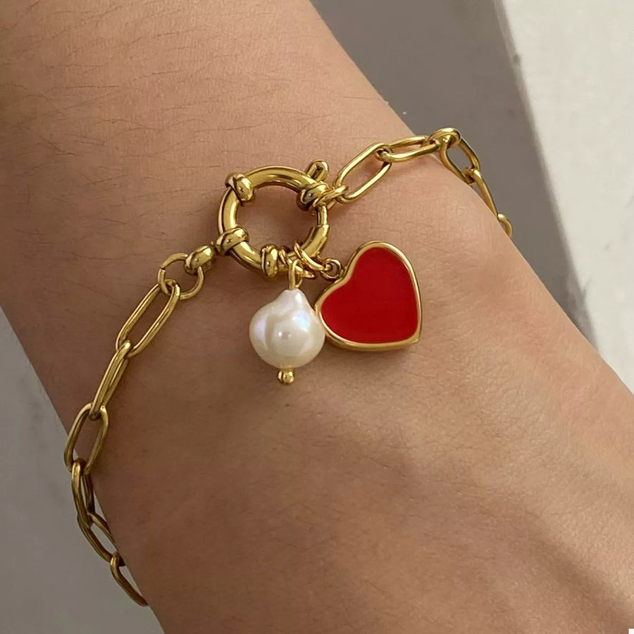 18K Gold-Plated Heart Charm Bracelet
