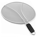 Grease Splatter ScreenÊ13in Stainless Steel Fine Mesh Splash Mesh Shield Hot Oil Stopper w/ Resting Feet For Frying Pan Cooking Woks Skillets Pots Pan