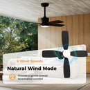 42inch Ceiling Fan with Light and Remote 3CCT LED with Memory 4H Timer 6 Speeds-Black