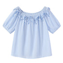 Ruffle-trimmed Off-shoulder Short-sleeve Blouse For Women