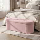 43" Folding Storage Ottoman Bench with Dividers - Teddy Fleece