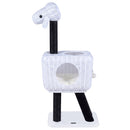 43-Inch Lamb-Shaped Cat Tower with 2-Door Rattan Condo for Indoor Kittens