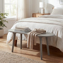 43 Inch Solid Wood Farmhouse Dining Bench Rustic Wooden Entryway Bench with Rubber Wood Legs-Gray