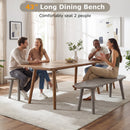 43 Inch Solid Wood Farmhouse Dining Bench Rustic Wooden Entryway Bench with Rubber Wood Legs-Gray