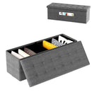 43 Inches Folding Storage Ottoman Bench Linen End of Bed Bench with Padded Seat