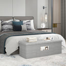 43 Inches Folding Storage Ottoman Bench Linen End of Bed Bench with Padded Seat