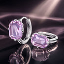 925 Sterling Silver Earrings with Transparent Glass, 12x7mm, for Women