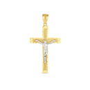 14k Two Tone Gold High Polish Diamond Cut Cross Pendant