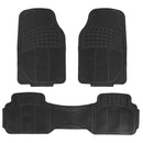 3Pcs Automotive Floor Mats Set Front Rear PVC Rubber Floor Mats Heavy Duty Drive Vehicle Car Mats with Trimmable Design Fit Most Cars SUVs Trucks