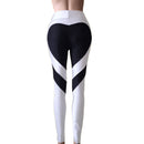 Butt-lifting Heart-patterned Patchwork Leggings With Excellent Stretch