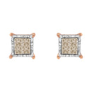 10K Two-Toned Princess-Cut Composite Diamond Stud Earrings (1/2 cttw, J-K Color, I1-I2 Clarity)