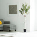 5.9FT Artificial Olive Tree Tall Fake Olive Plant Faux Potted Olive Tree with Lush Olive Branches and FruitsÊwith Black Planter Pot for Modern Home Of