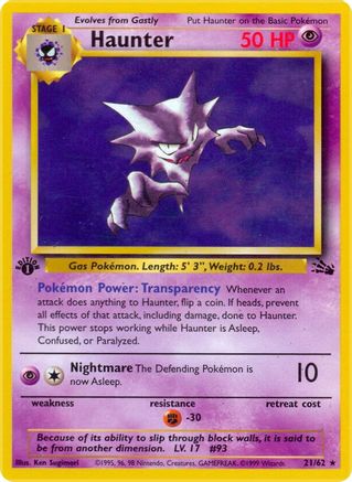 Haunter 021/62 - Fossil 1st Edition