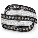 0.80 Carat Genuine Brown Diamond and White Diamond .925 Sterling Silver Ring