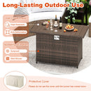44.5 Inch Propane Fire Pit Table Rattan Gas 2-in-1 with Stainless Steel Burner