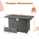 44.5 Inch Propane Fire Pit Table Rattan Gas 2-in-1 with Stainless Steel Burner