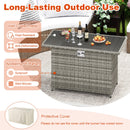 44.5 Inch Propane Fire Pit Table Rattan Gas 2-in-1 with Stainless Steel Burner