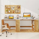 44 Inch Wooden Computer Desk with Bookshelf for Small Space