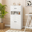 44 Inches Tall Bookshelf with Doors and Adjustable Shelf